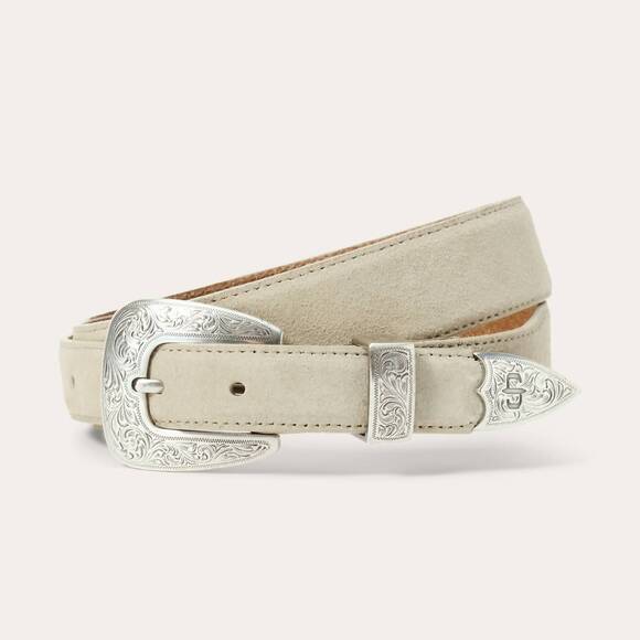 THE GREAT. Accessories - NEW THE GREAT. women's western narrow belt in cream with silver